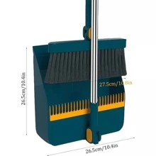 Long Handled Dustpan And Brush Set Strong Metal Handle Dust Pan & Broom Sweeper - Navy Blue - View 9