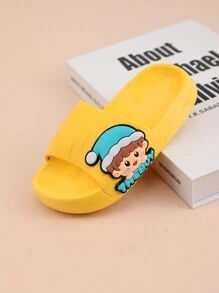 儿童拖鞋夏季男童女童室内浴室淋浴软底防滑卡通拖鞋幼儿大童沙滩凉鞋户外运动旅游度假街头时尚圣诞风格家庭配套拖鞋 - 黃色 - 查看 5
