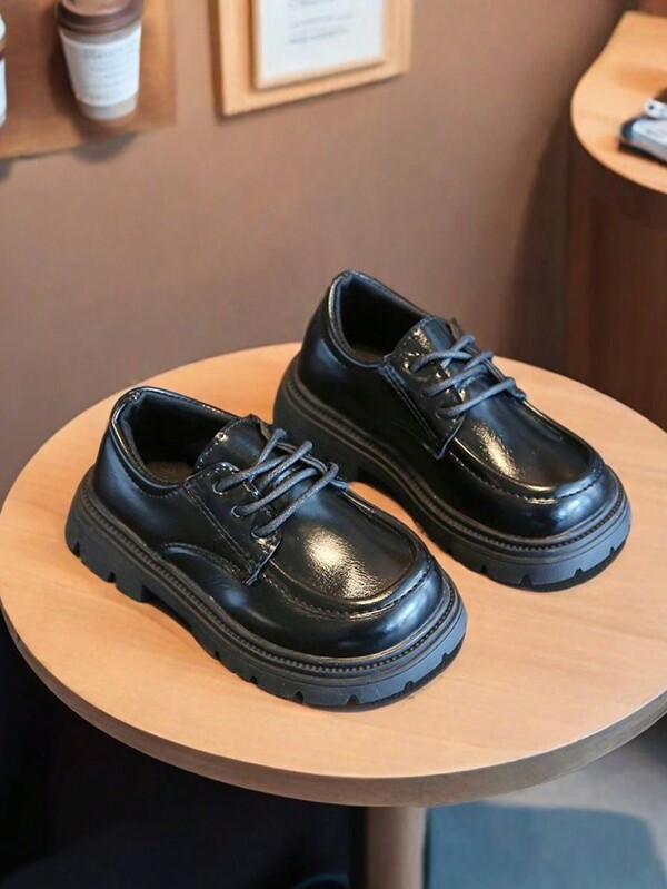 2025 New Kids Black Oxford Dress Shoes For Boys & Girls, British Style For Party/Performance