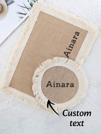 1/2pcs Embroidered Custom Placemats And Coaster, Fabric Place Mats For Table Boho Washable Table Mat Non-Slip Woven Placemat Round Coasters For Dining Kitchen Restaurant Hotel,Mother's Day Gifts, Father's Day Gifts