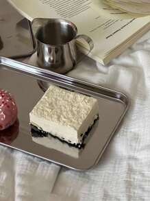 2 个蛋糕托盘，1 大 1 小，两件式甜点盘，不锈钢矩形蛋糕和甜点小吃拼盘，适用于咖啡厅和下午茶，304 不锈钢（非 201 材质） - 彩色 - 查看 4