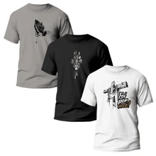 KIT 3 RELIGIOUS Printed Shirts 100% Unisex Men's T-Shirts
