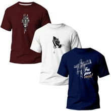 KIT 3 RELIGIOUS Printed Shirts 100% Unisex Men's T-Shirts