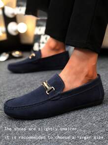 Men's Loafers New Penny Shoes Casual Slip-On Boat Shoes Black Leather Soft Bottom Lightweight Moccasins Flat Dress Shoes Casual Oxfords (Size Up One Size) - Blue - View 3
