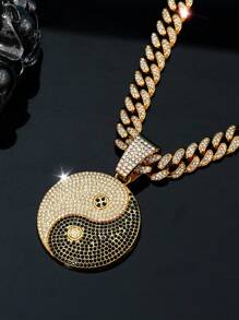 Hip Hop Icy Cuban Link Chain, modny urok Tai Chi wisiorek naszyjnik biżuteria modowa naszyjniki dla