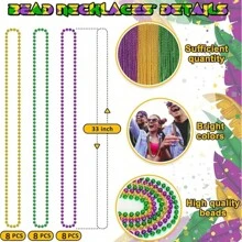 24pcs Bohemian Style Multi-Layer Plastic Acrylic Beaded Necklace, Geometric Circle Pattern, Handmade, Suitable For Festival And Daily Wear, St. Patrick's Day Necklace, Green Mardi Gras St. Patrick's Day Beaded Necklace - Multicolor - View 23