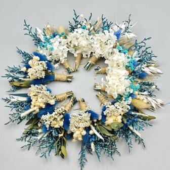 5/10pcs Blue Mini Dried Flowers Bouquet, Multi-Function Flower Arrangement, Suitable For Bohemian Wedding Decor, Boutonnieres, Cake Decoration, Christmas, Halloween, Thanksgiving, Spring Festival, Valentine's Day Gifts Birthday Graduation