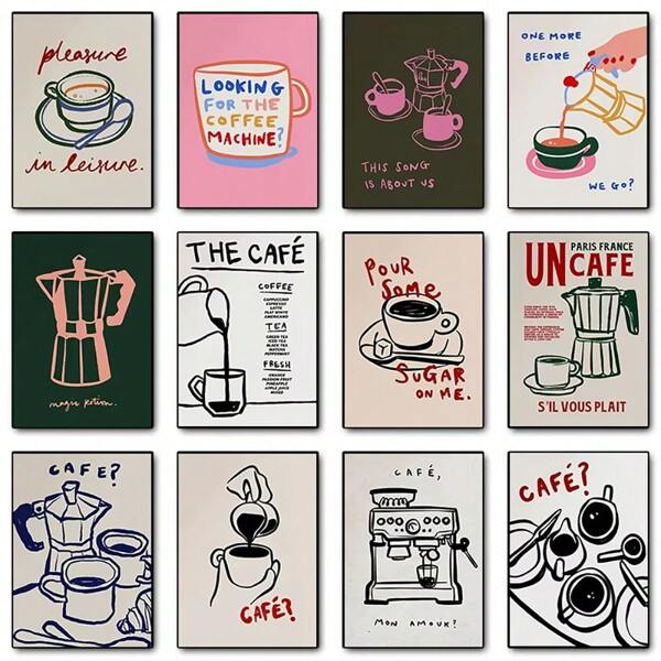 1/3 stuks wandkunstposters, moderne koffiemachine, mode, keukenposter, print, wandkunst, foto, canvas, schilderij, woonkamer, slaapkamer, huisdecoratie, cadeau, canvas, hoge kwaliteit, zonder lijst/met lijst
