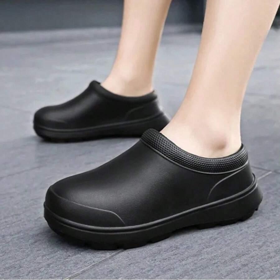 Oil-Proof Women's Chef Shoes Non-Slip Men's Safety Shoes Soft Waterproof Work Shoes Women's Sandals Spring And Autumn Rain Boots - Black - View 1