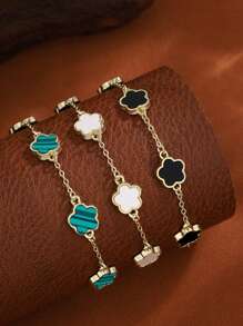 Stylever 1 Peça Bracelete Floral Fofo Jóias Femininas para Mulheres, Pulseira de Corrente Elegante de Prata 925, Presente de Jóias Finas para Irmãs Amizade