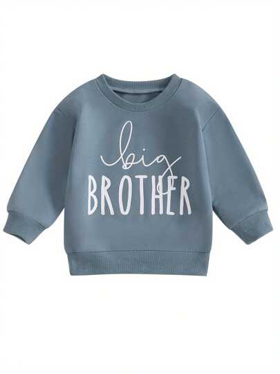 Kids Boys Sweatshirt Letter Print Long Sleeve Pullovers Autumn Tops For Toddler Cute Fall Clothes Outfit