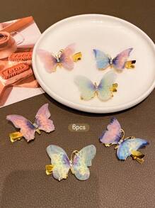 6 chiếc kẹp tóc hình bướm nhiều màu sắc, phụ kiện tóc thời trang dễ thương thích hợp sử dụng hàng ngày - Nhiều màu - Xem 6