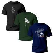 KIT 3 RELIGIOUS Printed Shirts 100% Unisex Men's T-Shirts