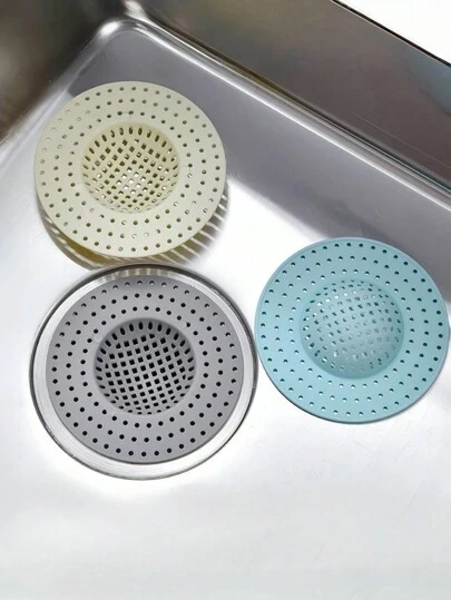 5/15pcs Portable Drain Catcher - Hair Catcher Sink Strainer, Essential Accessory For Kitchen And Bathroom, Durable Plastic Food Waste Stopper, High Quality Round Drain Cover For Bathroom And Kitchen Sink - Durable Plastic, Easy To Install, Random Color