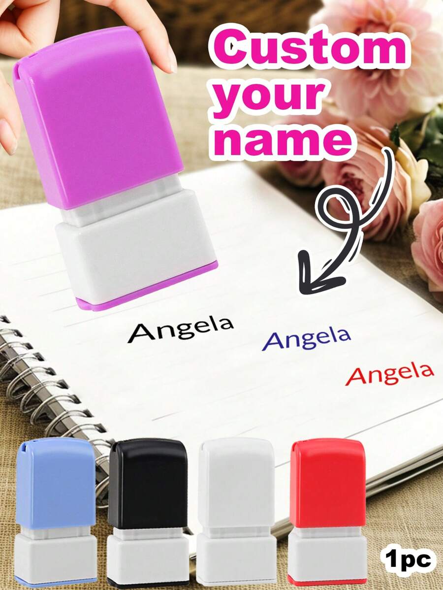 1pc Custom Name Signature Stamp , Back To School Supplies ,Name Stamps Personalized, DIY Customized Self Inking Name Stamp, Stamps For Signing Name, Name Stamp For Clothing Waterproof,Office & School Supplies,Xmas Decoration,Solid Color Name Stamp