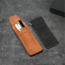 1pc Vintage Frosted Faux Leather Flip-Top Pen Case, Mini Stationery Organizer With Steel Pen Protector For Office, Women And Men, Business Travel - Multicolor - View 13