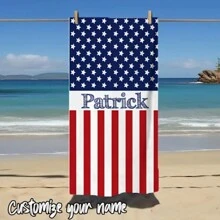 1 stuk strandlaken met Amerikaanse vlag, superabsorberend en snel drogend zwemlaken, lichtgewicht en zacht strandlaken, geschikt voor strand, zwemmen, buiten, kamperen, reizen, ideale strandbenodigdheden, vakantiebenodigdheden, zomerse badkamerdecoratie