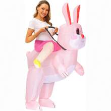Inflatable Easter Bunny Costume, Inflatable Rabbit Costume, Rabbit Mascot Costume, Unisex Full Body Rabbit Costume, Valentine's Day Costume - Pink - View 4