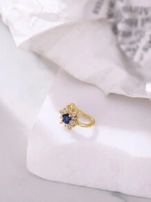Nooxian 1 件迷你微密镶太阳花 CZ 石鼻夹，鼻环首饰，无需穿孔，蓝色向日葵鼻钉