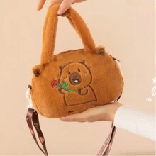 Túi đeo chéo Capybara Túi xách đeo vai di động Túi dễ thương cho bữa tiệc ngoài trời, Túi nhồi Capybara Chất liệu lông mềm Túi xách động vật Capybara hoạt hình - Nhiều màu - Xem 4
