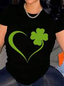 Four Leaf Clover Love Shirt, "St. Patrick's Day Shirt, Lucky Tee St. Patrick's Day T-Shirt For Women