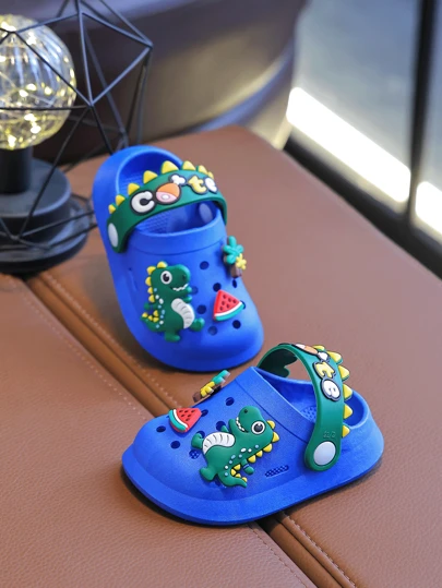Cute Dinosaur Unisex Baby PVC Clog Garden Shoes - Comfortable & , Perfect For 0-5 Years Old
