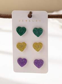 1 对亚克力狂欢节字母星心假日狂欢节游行耳环女士 - 彩色 - 查看 5