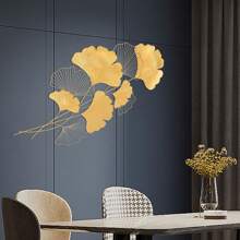 YUNRUX Feuille de Ginkgo à suspendre au mur, décoration murale en métal, art mural moderne, paysage créatif, décoration murale, feuilles de ginkgo en métal, image décorative, décoration d'image en métal