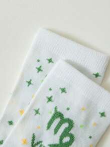 1 par de calcetines con diseño de signos del zodíaco para mujer, calcetines blancos, calcetines negros, calcetines hasta el tobillo, calcetines artísticos, calcetines deportivos, calcetines de moda, calcetines para niñas, calcetines tipo crew, calcetines sencillos, calcetines casuales, aptos para uso diario