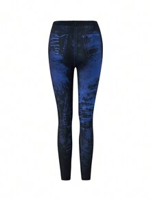 Damen schlanke Cargostil bequeme Freizeithose für den Alltag, Outdoor, Sport - Blau - Übersicht 5