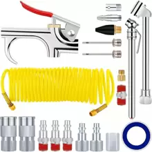 20Pcs Air Compressor Accessory Kit 25Ft Recoil Tire Hose Gun Nozzle Set 1/4" NPT