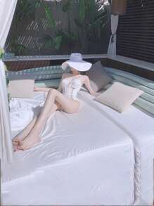 1 pezzo Cappello da spiaggia di paglia da donna con ampia tesa, piccolo e pieghevole, per le vacanze