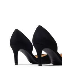 Women's Stiletto High Heel D'Orsay Slip On Pumps Closed Toe Elegant Comfortable Dress Shoes For Work Office Daily - 黑色絨面革 - 查看 7