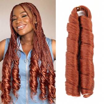 24 بوصة 1 حزمة شعر ضفائر الشعر المموج الفرنسي ذو الأطراف المجعدة المنسدلة فضفاضة المموج المرن للضفائر ذات الختام الملتوي جودة صناعية للضفائر أسلوب 'الإلهة'