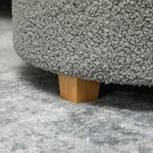 HOMCOM 45cm Round Storage Ottoman, Teddy Fleece Footstool With Removable Lid And Wood Legs, Button Tufted Vanity Stool For Living Room Bedroom Hallway, Dark Grey Back To School Dormitory Storage - Grey - View 9