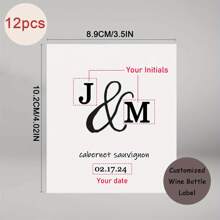 12/24pcs Copywriting Customized Wedding Engagement Party Red Wine Bottle Waterproof Tear-Off Label Stickers
