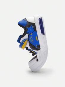 Balabala Boys' Color-Block Sports Sneakers, Anti-Slip Stylish Spring/Fall Shoes - White and Blue - View 6