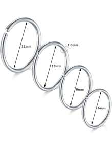AVYRING 4Pcs Nose Rings Hoops Stainless Steel Earrings Piercing Hoops Jewelry For Men Women,Nose Rings Hoops Snug 22G 20G 18G 16G Stainless Steel Nose Septum Tragus Earring Lip Nostril Piercing Jewelry For Women Men,Diameter 6/8/10/12mm - Multicolor - View 11