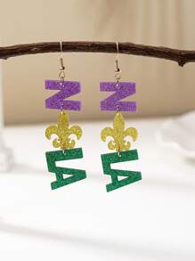 1 对亚克力狂欢节字母星心假日狂欢节游行耳环女士 - 彩色 - 查看 4