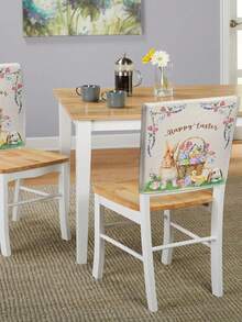 1/4/6 piezas Fundas de silla con estampado de conejo de Pascua, material de felpa corta elástica, decoración del hogar y fiesta festiva