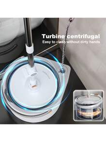 Joybos 1 Set Self-Cleaning Spin Mop With Three Types Mop Heads, Spin Mop And Bucket System, Includes 3 Types Mop Heads, With 6 Cloths, Includes Round, Square & Triangular Heads. 360° Spin Mop Bucket Set And Wringer, Easy Washing, Hand-Free Wringing, Water-Saving, Household Rotating Floor Mop, Lazy Mop, Dust Removal Mop, Dry And Wet Use, For Kitchen, Bathroom,Bedrooms, Home Cleaning. - 白色 - 查看 2