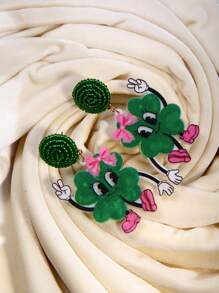 Pink Snail Funny Cute Statement Handmade Seed Bead Stud Earrings, Cartoon Kawaii Earrings, Fashion Jewelry, St. Patrick's Day Clover Bow, Animal Lover Acrylic Resin Drop Dangle Earrings For Women & Girls, Summer, Winter, Holiday, Beach, Party, Gift For Her, Couple Gift, Valentine's Day,Mom,Mother,Mother's Day,Gift