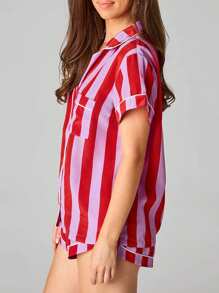 Women Outfits American Flag Short Sleeve Shirt Triped Shorts Lounge Set Two Piece Pajama Sleepwe Ar