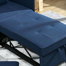 HOMCOM Convertible Single Sofa Bed With Thick Padded Seat, 3-In-1 Multi-Functional Sleeper Chair Bed With Magazine Pocket, For Living Room, Blue - Blue - View 8