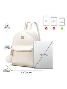 时尚迷你铆钉背包，配以毛皮绒球饰物 - 白色 - 查看 7