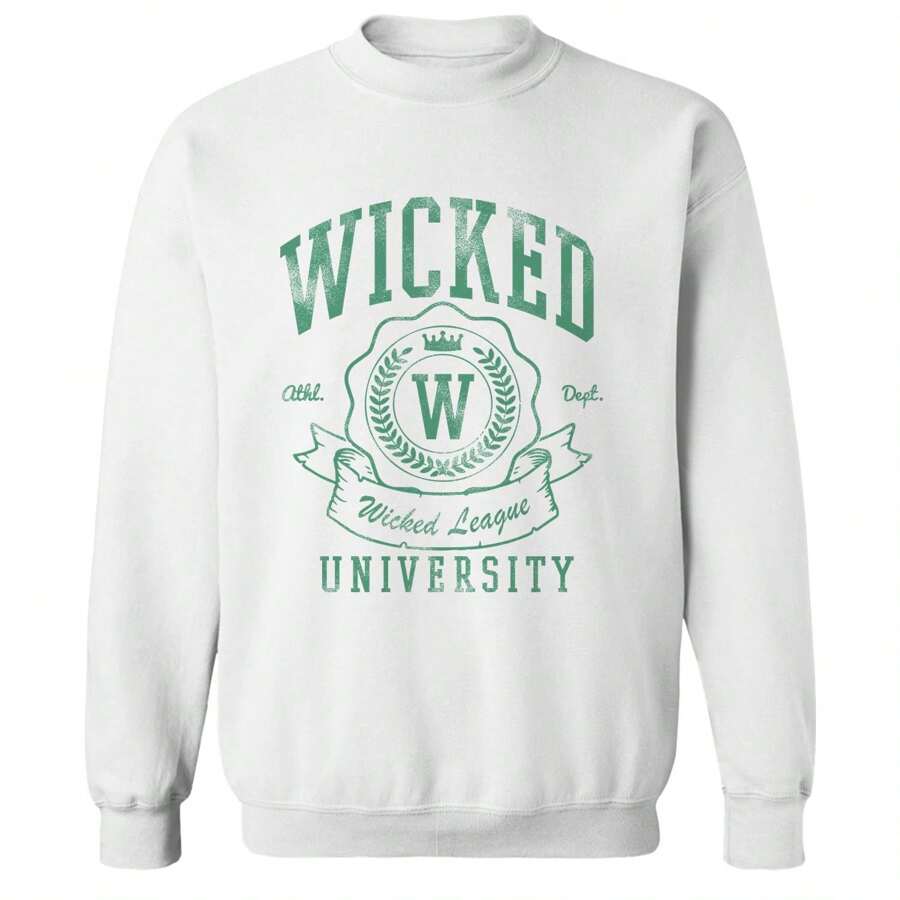 Social Collective Wicked University Unisex Graphic Cotton Pullover Sweatshirt - White - View 1