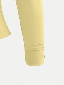 XLLAIS Autumn/Winter & Spring Elastic Fitted Base Layer Top, Casual Nightclub Bright Red Long Sleeve T-Shirt For Women - Light Yellow - View 6