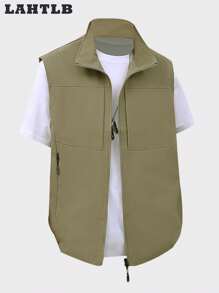 Gilet casual e semplice di moda per uomo, adatto per uso quotidiano - Cachi - Visualizzare 1