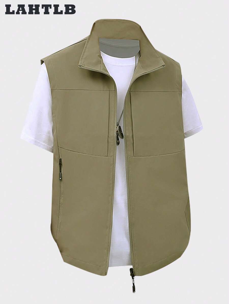 Gilet casual e semplice di moda per uomo, adatto per uso quotidiano - Cachi - Visualizzare 1