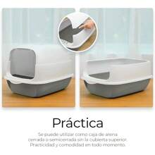 Raganet, Arenero/Inodoro para Gato Cerrado de 50cm X 35cm X 33cm, Caja de Arena para Gatos con Tapa y Puerta Abatible, Antiolores, Facil de Limpiar, Incluye Pala (Gris) - Gris - Ver 6